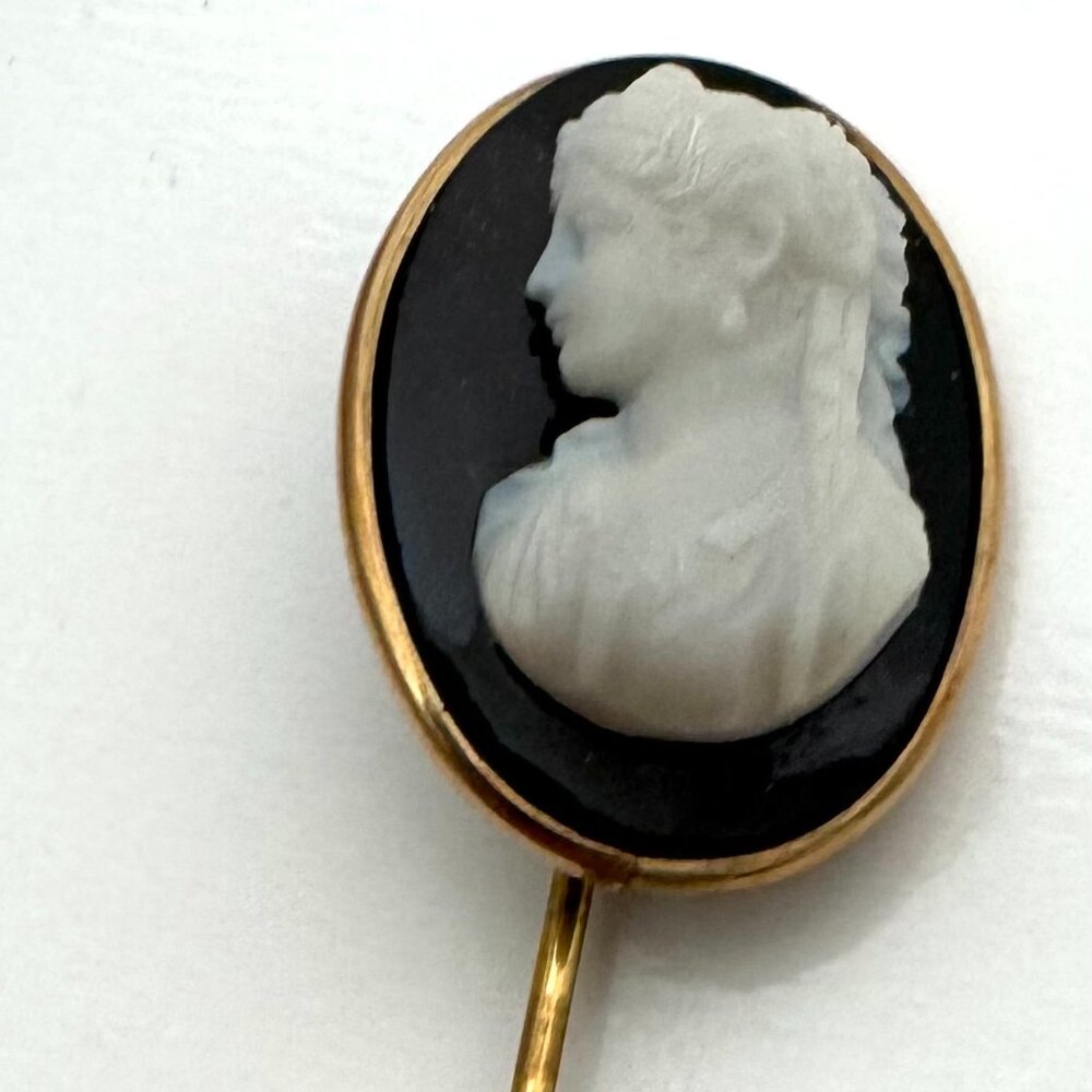 Antique collectible cameo stick pin